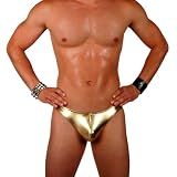 Mens New Liquid Gold Metallic Thong Swimsuit Gary Majdell Sport Size Medium