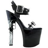 Women's Magnum-51 Platform Sandal With 9mm Gun Shaped Heel In Chrome