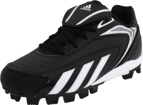adidas Hot Streak Low J Baseball Cleat (Toddler/Little Kid/Big Kid),Black1/Running White/Metallic Silver,11 D US Little Kid