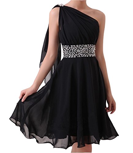 Fashion Plaza Chiffon Ribbon One-shoulder Bridesmaid Homecoming Party Dress D0172