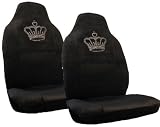 Crown Heart Gem Crystals Studded Rhinestone Bucket Seat Covers - Pair