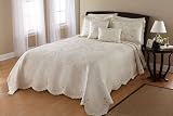 Nostalgia Leigh 100-Percent Cotton Fabric and Fill, Embroidered Bedspread with Unique Tier Scalloped Edge and Dimensional Trapunto Quilting, Queen