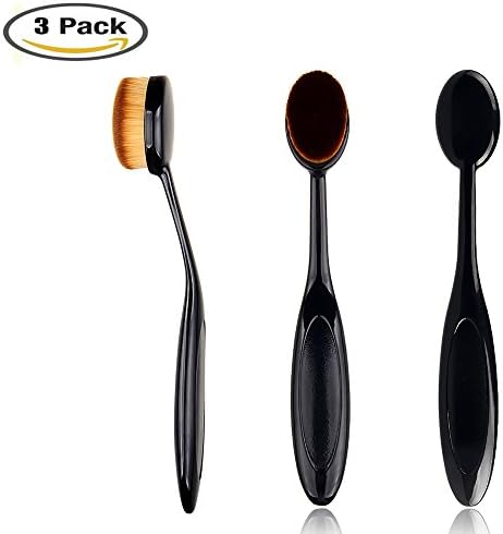 3 PACK Oval Cosmetic Makeup Face Powder Blusher Toothbrush Curve Cream Foundation Brush