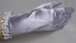 Lavender Satin Gloves with Floral Trim