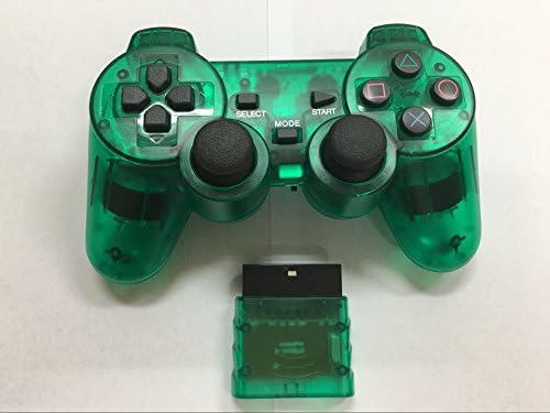 komekuma® 2.4g Wireless Game Pad Joysticks Gaming Controller Joypad Gamepad Console for Sony Playstation 2 Dual Shock Dual Includes (Clear Green)