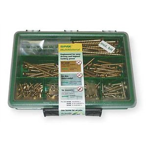Spax 4101020000767 Multimaterial Screw Assortment Kit, Small, Yellow Zinc