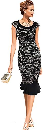 Black White Vintage Elegant Formal Work Pencil Wiggle Dress Bky8-001.2