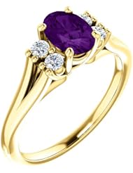 14K Yellow Gold 7.00x5.00mm Oval Cut Chatham Created Alexandrite and Diamond Ring -- LIFETIME WARRANTY