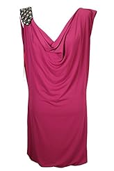 Shift Cowl Neck Plunging Neck Acetate Applique  Dress