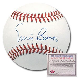 Ernie Banks Chicago Cubs Hand Signed Rawlings MLB Baseball