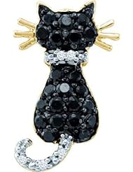 0.33ctw Black & White Round Diamond Cat Pendant