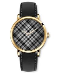 SPRAWL Aanalog Fashion Series Gold Ladies Watches of Genuine Black Leather Strap,Unique Wrist Watch for Women Girls Designed with Black and white grid