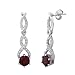 Rhodium Plated Sterling Silver Genuine Garnet and title=