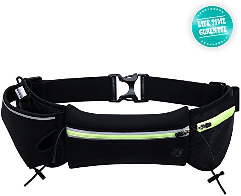 Hydration Running Belt, Water-Resistant Sports Waist Pack with Enlarged Bottle Holder(220-380ML), Reflective Running Smartphone Waist Bag Fits for iphone 6s / 6 Plus, Galaxy S7/S6/S5 and More