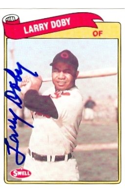 Larry Doby Autographed/Hand Signed MLB Baseball Card (Cleveland Indians) 1989 Swell Legends Card
