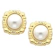 18K Yellow Gold Mabe Pearl and Diamond Earrings