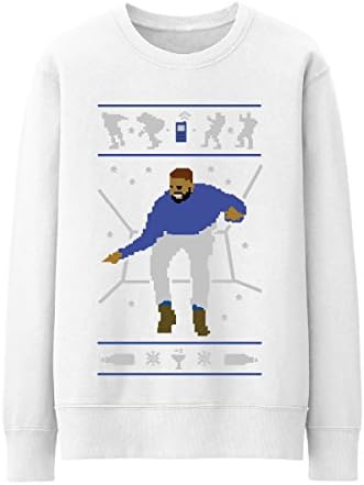 1-800 Hotline Bling Ugly Christmas Sweater Drake Unisex Xmas Sweatshirt (Small, White)