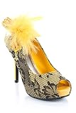 Fashioin Heels Pumps Ladies Shoes Round Toe Yellow 8