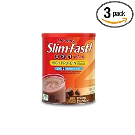 Slim-Fast 3-2-1 Plan, High Protein Shake Mix, Creamy Chocolate, 12.83oz Canisters (Pack of 3)