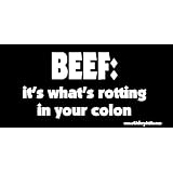 Beef: It's What's Rotting In Your Colon Vegan Bumper Sticker Decal by Sticker Pirate