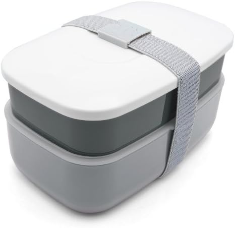 LeiYi Stackable Lunch Bento Box, Grey