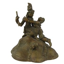 Hindu Lord Krishan and Radha Bronze Antique Sculpture