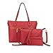 Zzfab 3 pcs Tote Bag Set Office tote bag-Red