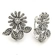 Silver Plated Plated Brass with Clear SwarovskiCrystal Earrings, Weight: 9.60gm - Flower Silver Plated Plated Brass with Clear SwarovskiCrystal Earrings, Weight: 9.60gm - Flower