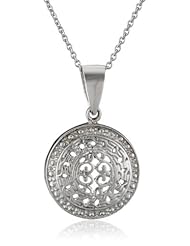 Sterling Silver Celtic Medallion Pendant Necklace with Rolo Chain, 18"