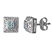Square Cubic Zirconia Aquamarine Sterling Silver Earrings