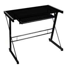 Glass Metal Black Computer Desk