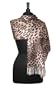 100% Pashmina Leopard Pattern Shawl Wrap. Woman's Brown Black Scarf.