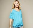 The Olian Blouson Rayon Knit Open Tie Top