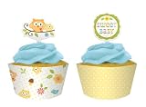 Owl Baby Shower Cupcake Pick and Wrapper Set (12 ct)