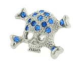 Crystal skull and crossbone tie pin with presentation box