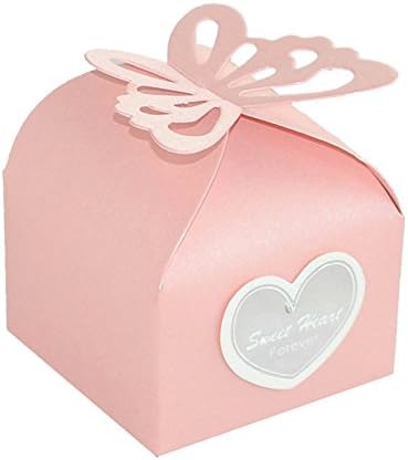 Mingshengyao Gift Butterfly Cardboard Box for Weddings Color Pink Pack Of 50pcs