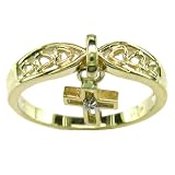 10K .01 ct. t.w.Diamond Dangling Cross Ring in Yellow Gold