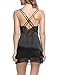 Ekouaer Sexy Lingerie Women's Sleepwear Satin Lace Chemise Nightgown(Black,M)