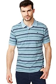 North Coast Pure Cotton Textured Striped Polo Shirt
