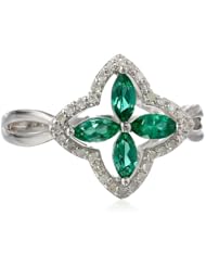 Sterling Silver Gemstone and Diamond Cross Ring (0.17cttw, I-J Color, I2-I3 Clarity), Size 7