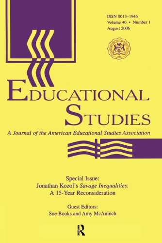 Guest Editor'S Introduction Es V40#1: J.KOZOL'S SAVAGE INEQUALAIT.: Volume 40 (A Special Issue of 