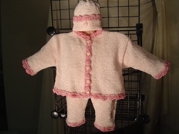 Cpk607, Infant Cardigan Sweater, Pant, Hat Set