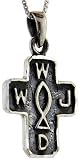 Sterling Silver WWJD Cross. 1.1 long