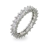Sparkling Diamond CZ Princess Cut Eternity Band