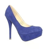 Womens High Heel Suede Look Platform Court Shoes