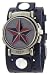 Star Wide Black Leather Band Trendy Fashion Design Iron Reversible White Dial Gothic Punk Wristband Watch