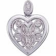 14K White Gold Decorative Antique Style Diamond Heart Pendant