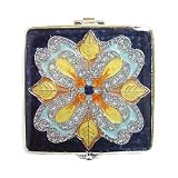 Blue Elegant Square Bejeweled Compact Mirror