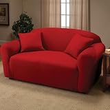 Stretch Jersey Loveseat Slipcover in Red