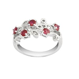 14k White Gold Ruby and Diamond Vine Ring by Amazon.com Collection